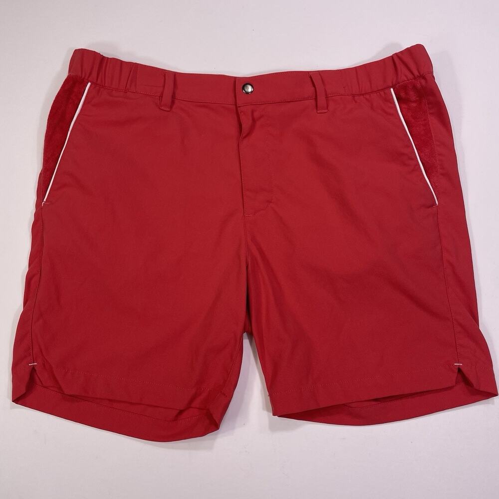 Criquet Shorts Men's 2XL XXL PLAYERS Golf Townie Red Orange Corral Elastic Waist